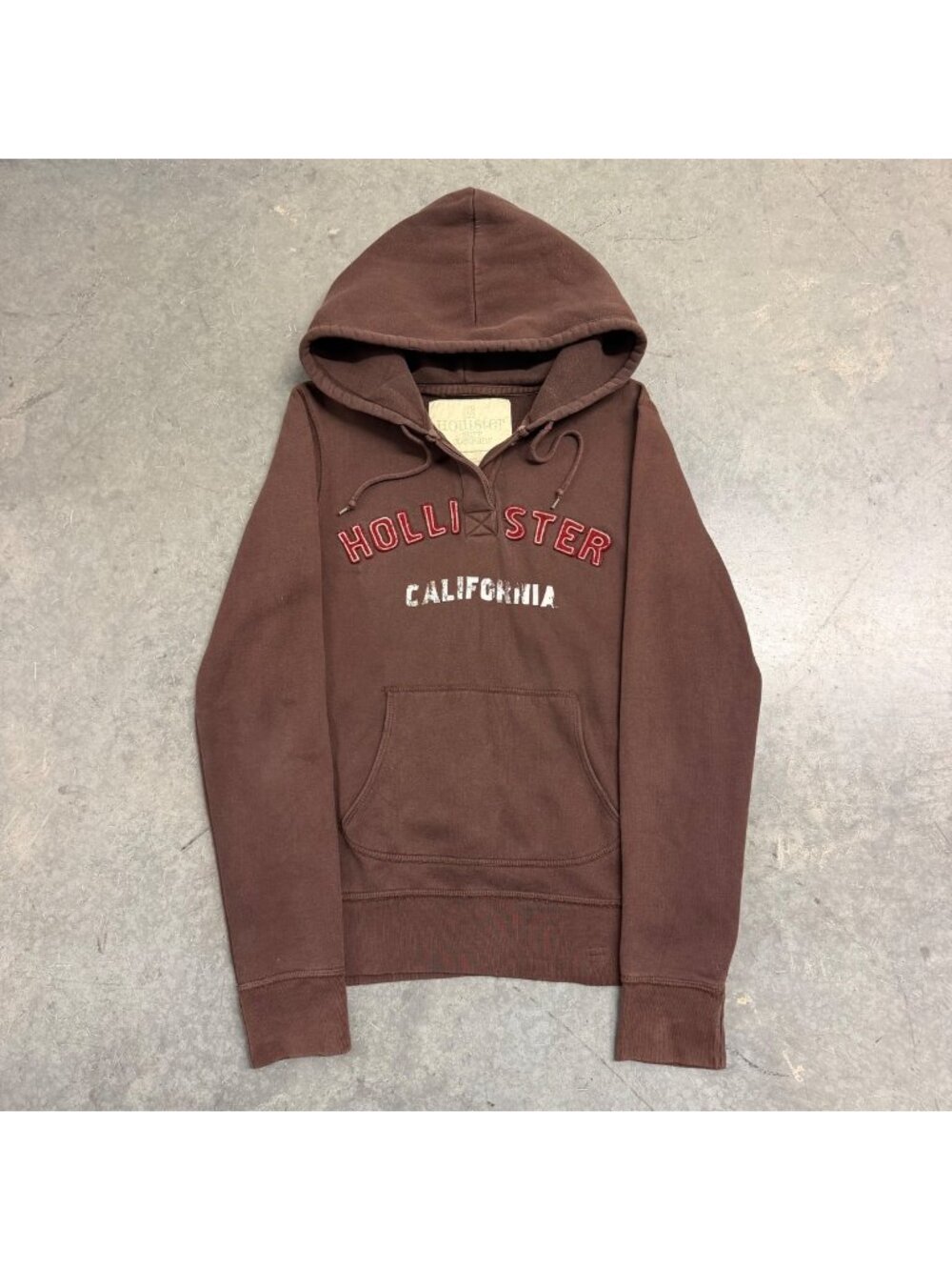 Hollister 2000s Y2K Brown Henley Hoodie